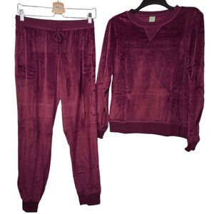 Honeydew Women's  Fleece Velour Lounge Set Burgundy Sonoma  Cozy Soft Small